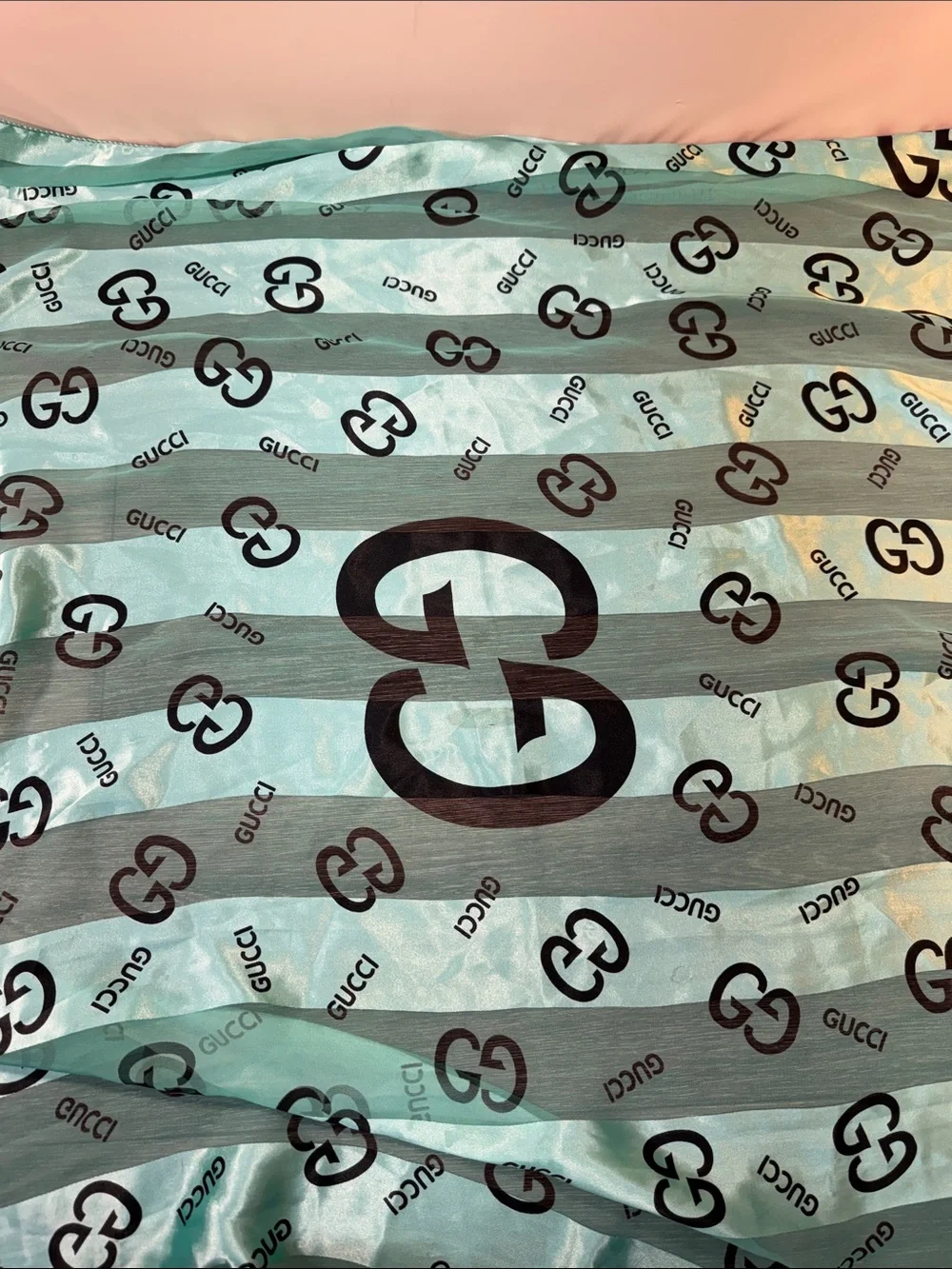 GG Turquoise Logo Silk scarf 40”x39”